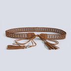 Boho Tejido a Mano Ancho Cinturón