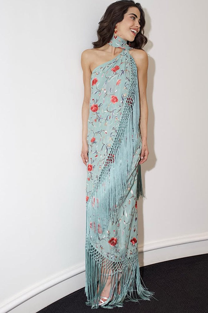 Halter Neck Printed Fringe Boho Dress