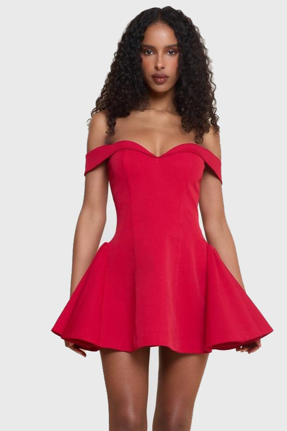 Bustier de Contraste Volantes Vestido de Cóctel