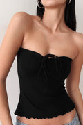 Ruched Strapless Backless Ruffle Tie Tube Top