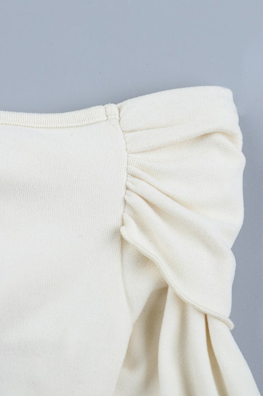 Asymmetric Foldover Off Shoulder Long Sleeve Tee