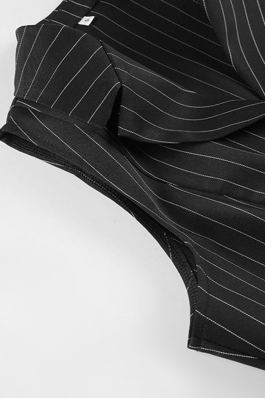 Striped Two Piece V Neck Relaxed Vest Pants Set