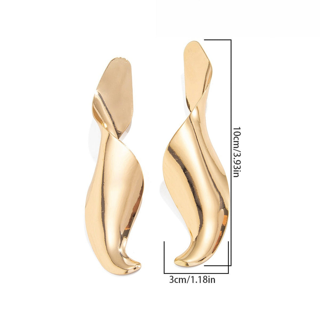 Minimalista Irregular Espiral Geométrico Aretes de Bolita