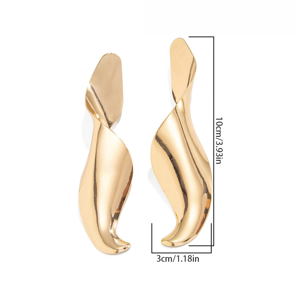 Minimalista Irregular Espiral Geométrico Aretes de Bolita