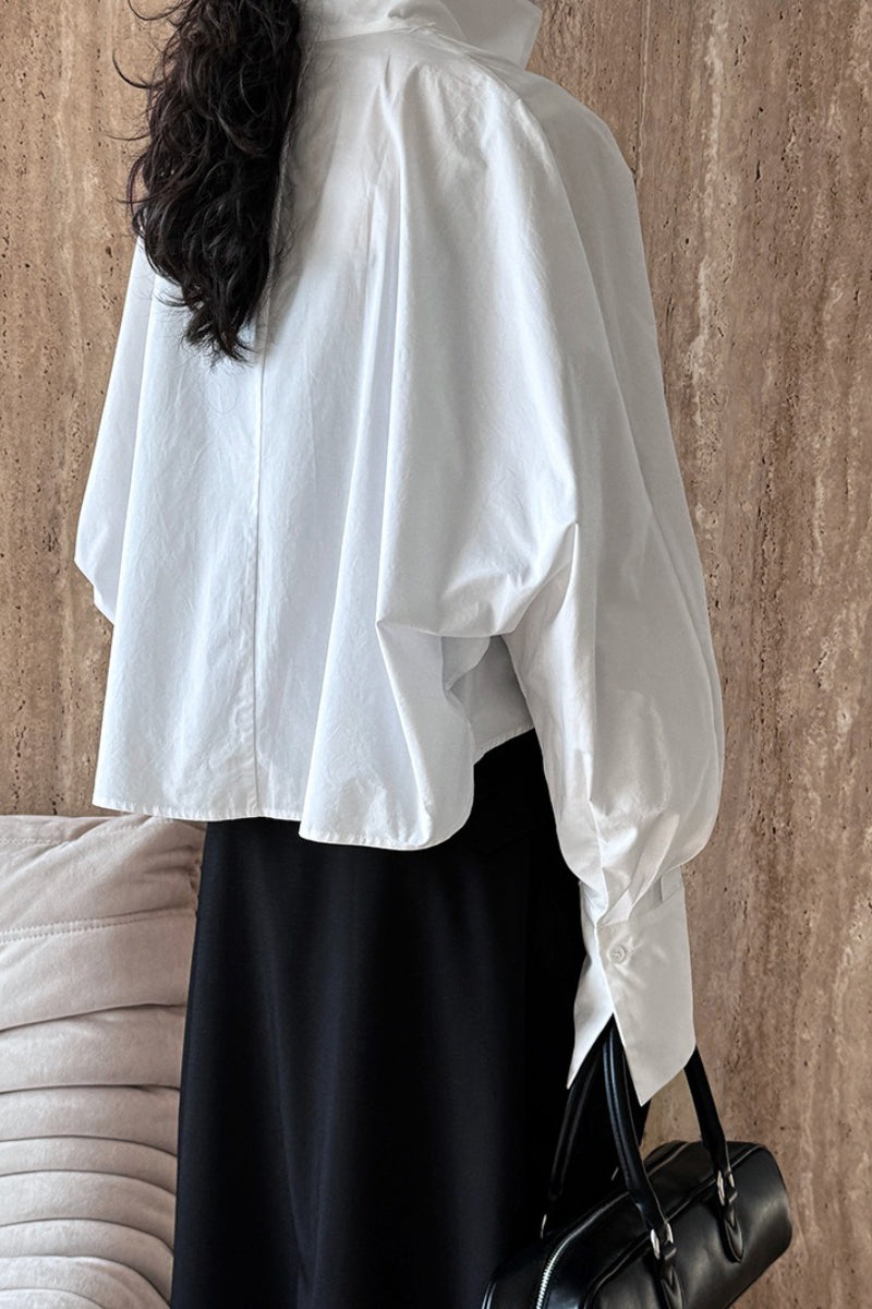 Cuello Mao Escote Profundo en V En Capas Blusa