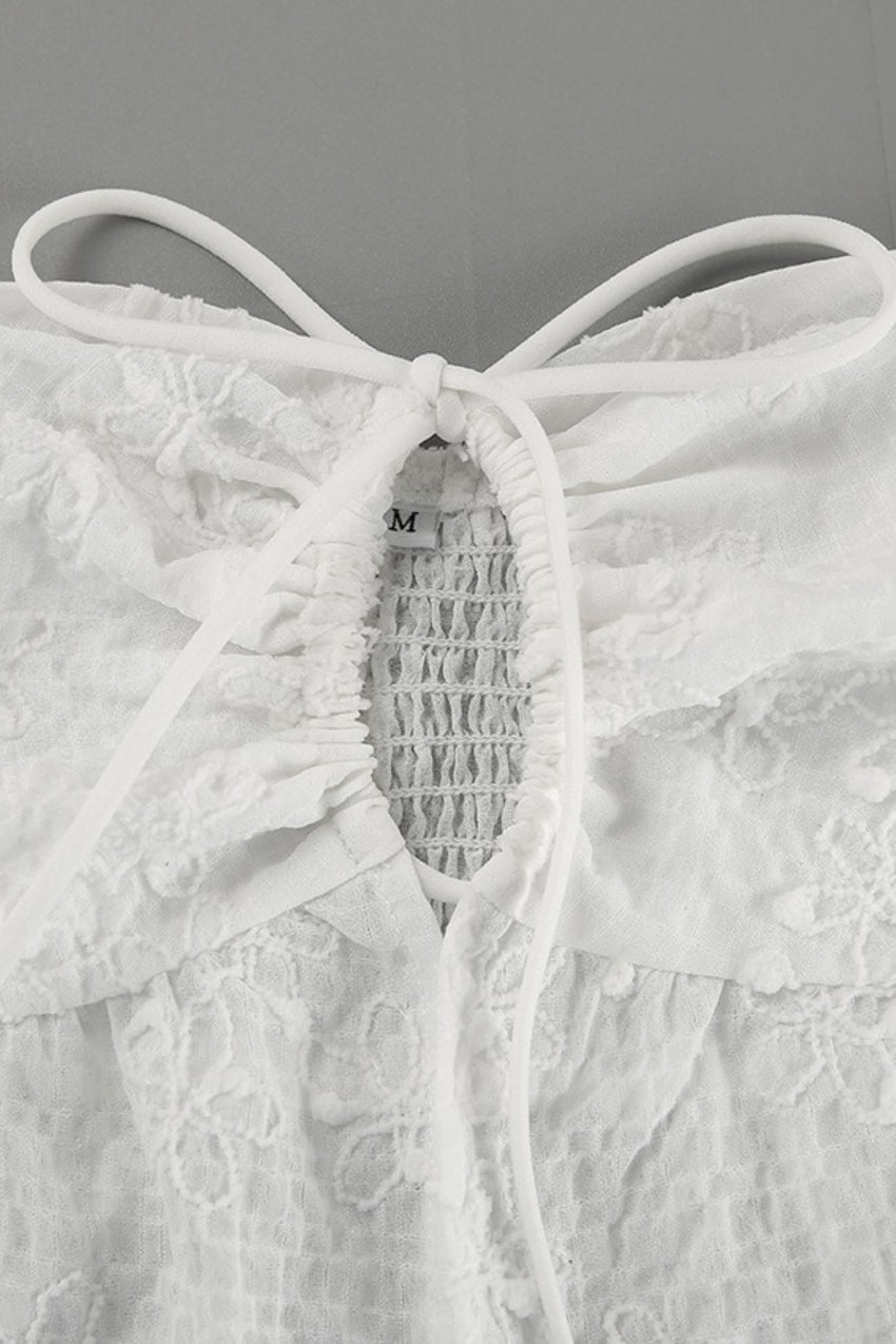 White Tie Front Strapless Tube Top