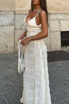 Spaghetti Strap Deep V Boho Dress