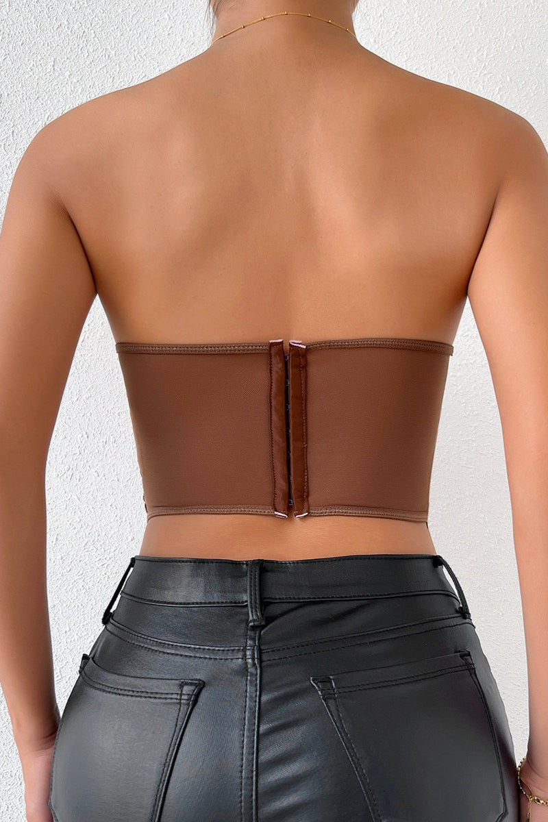 Lace 3D Flower Corset Tube Top