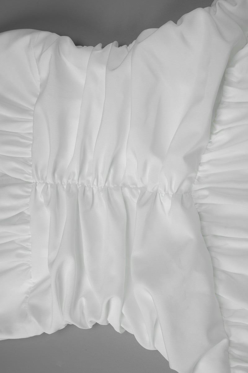 Solid Color Deep V Ruched A Line Maxi Dress
