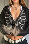 Rhinestone Ribcage Zip Hoodie