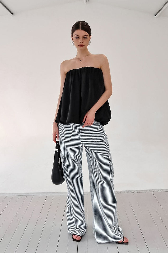 Satin Strapless Puffy Loose Fit Tube Top