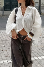 Blanco Manga Farol Blusa
