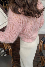 Pearl Button Leaf Knit Cardigans