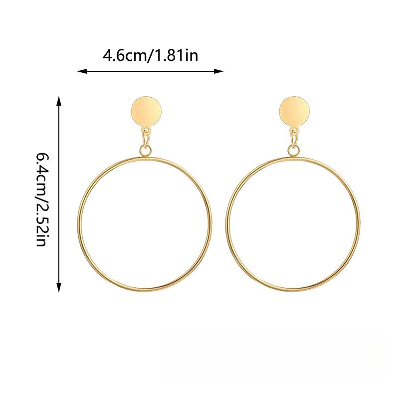 Bold Geométrico Dorado Aleación Aretes de Aro