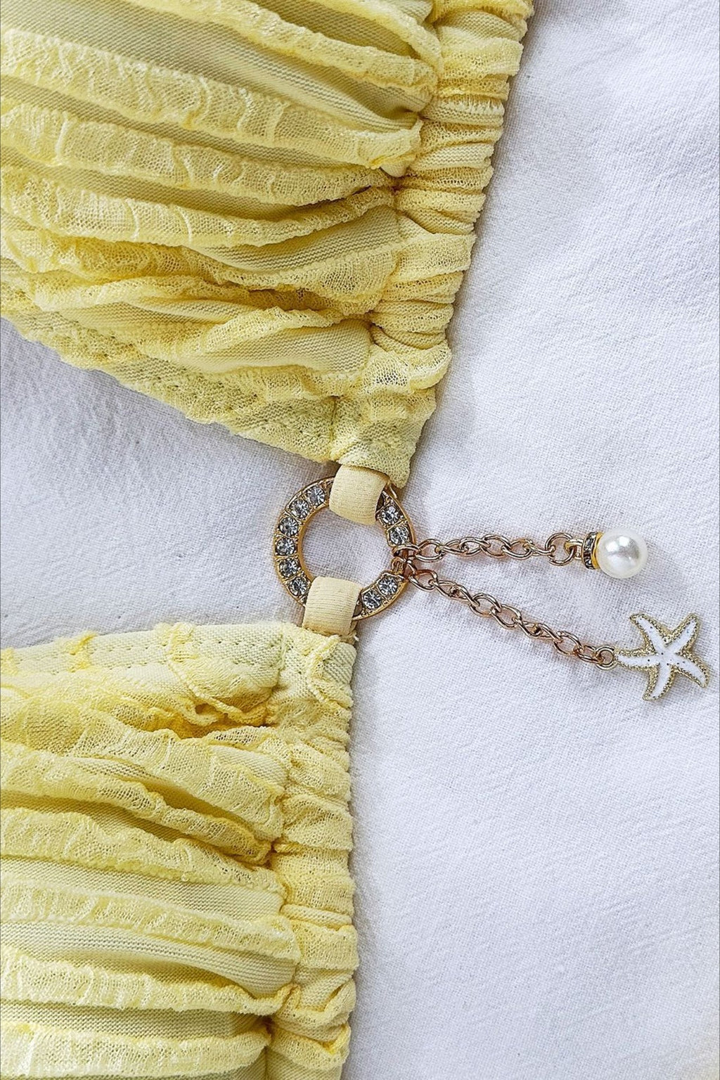Textured Drawstring Tie Bikini Set