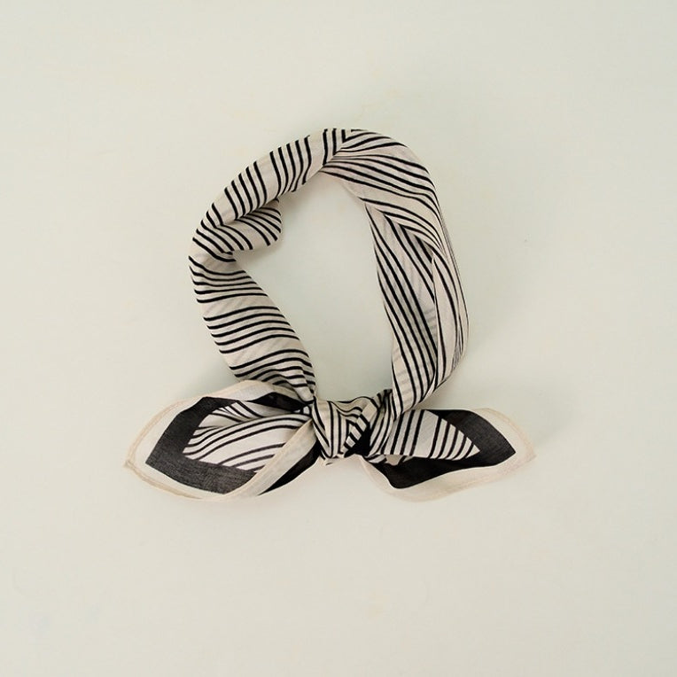 Silk Cotton Slim Square Mixed Print Neck Scarf