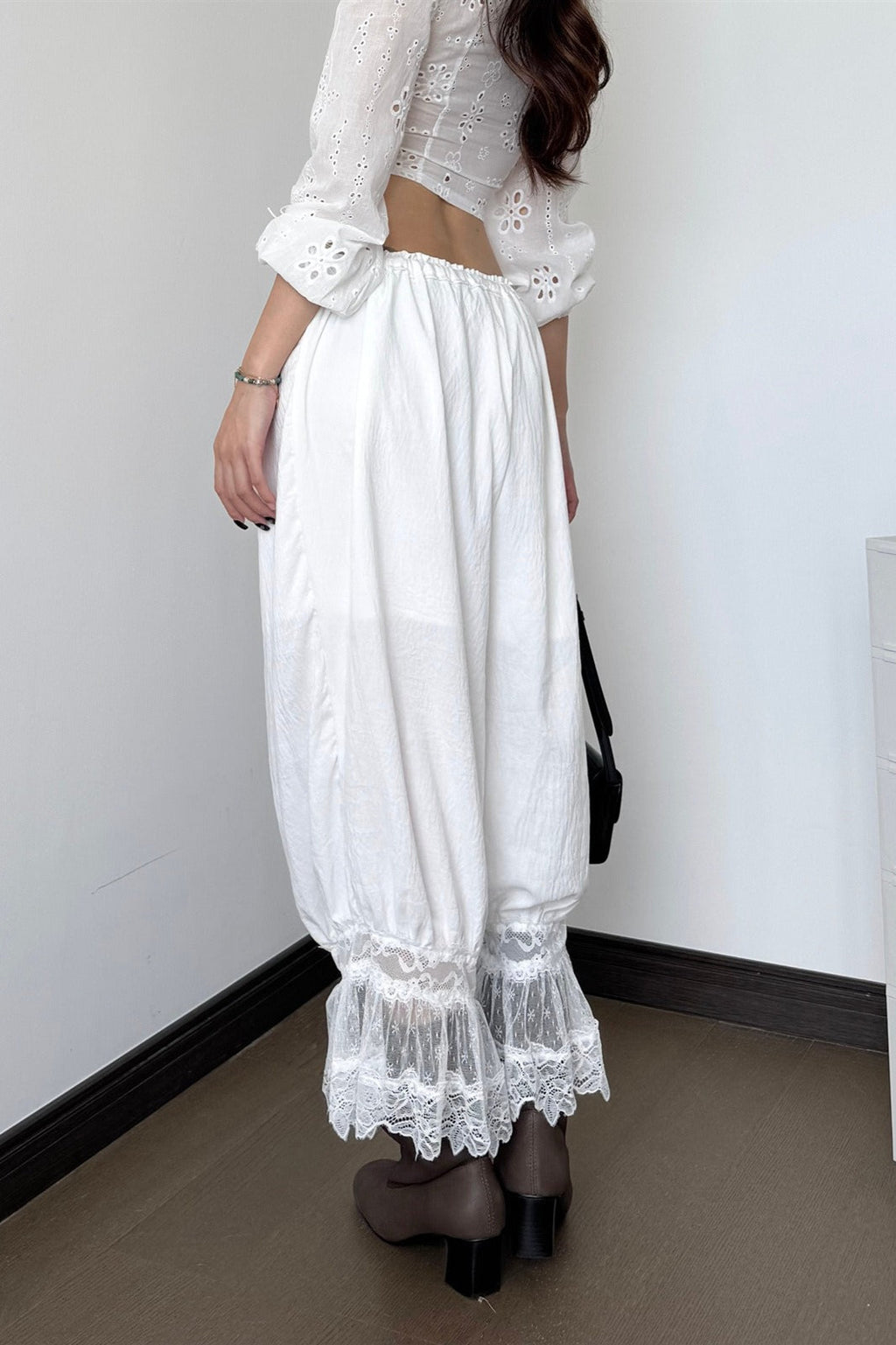 Lace Trim Relaxed Fit Boho Pants