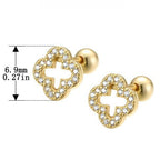 Bañado en Oro Micro Pavé Trébol Aretes de Bolita