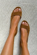 Nicoletta | Sandalias casuales tipo slingback de tacón bajo en ecopiel de ante con punta abierta