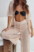 Hollow Knit Beach Two Piece Pants Set