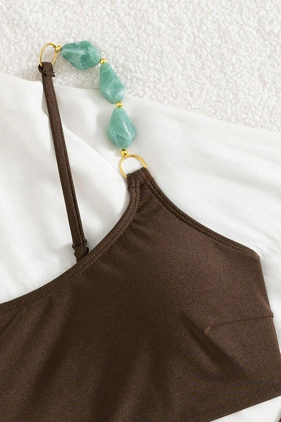 Pearl Detail Spaghetti Strap Sexy Two Piece Swim Set