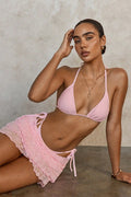 Lace Tie Cover Skirt Three Piece Swim Set
