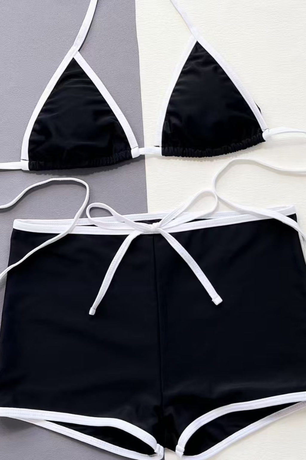 Halter Color Block Two Piece Swim Set