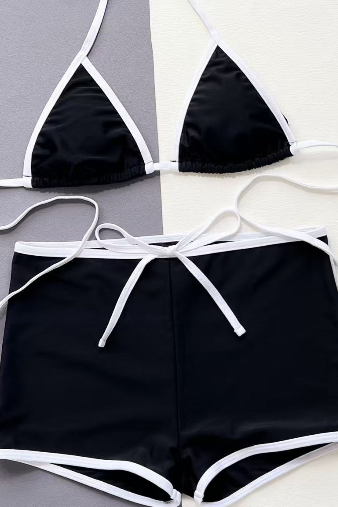 Halter Color Block Two Piece Swim Set