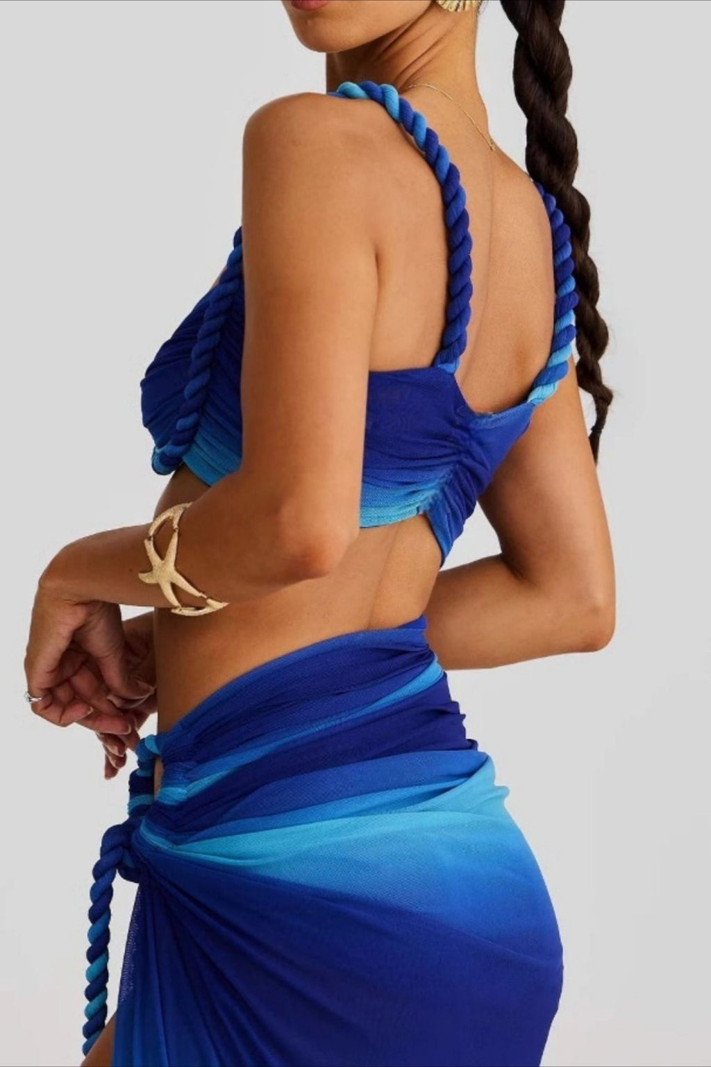 Sexy Backless Hollow Beach Maxi Dress Set
