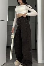 Street Rhinestone Loose Casual Jeans