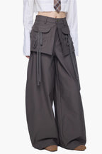Layered Pocket Wide Leg Cargo Pants