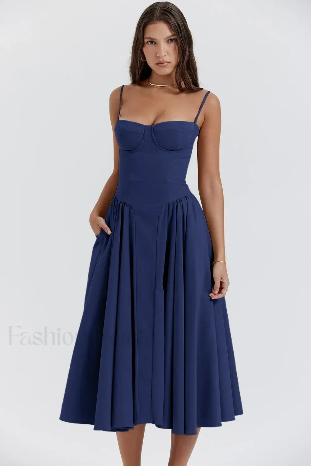 Vestido Midi de Tirantes, Estilo Vintage Francés