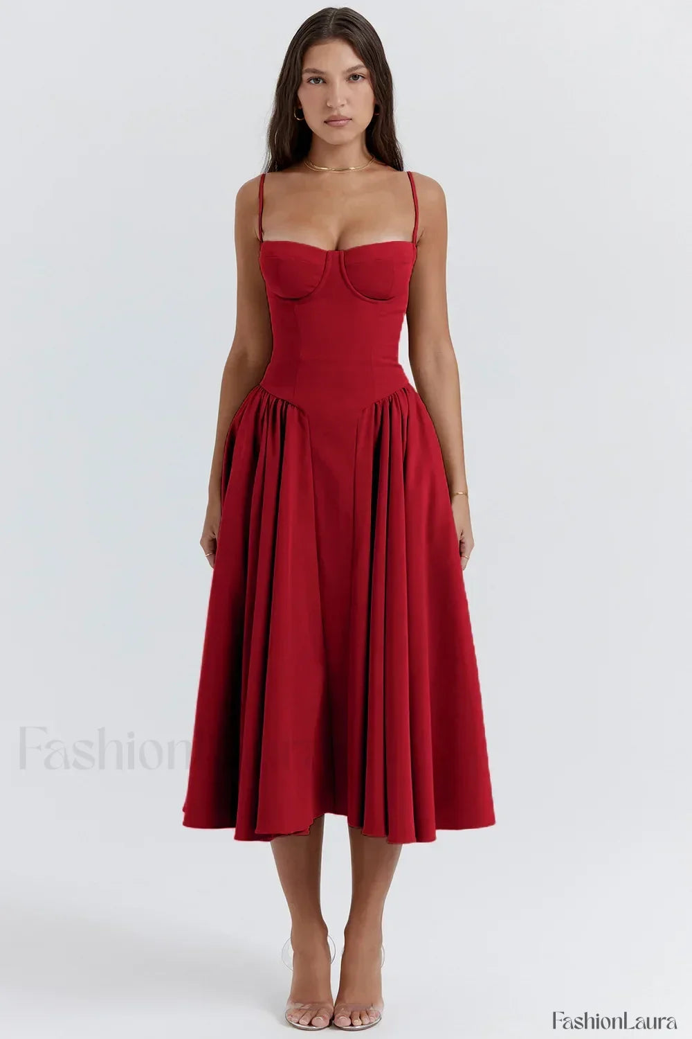 Vestido Midi de Tirantes, Estilo Vintage Francés