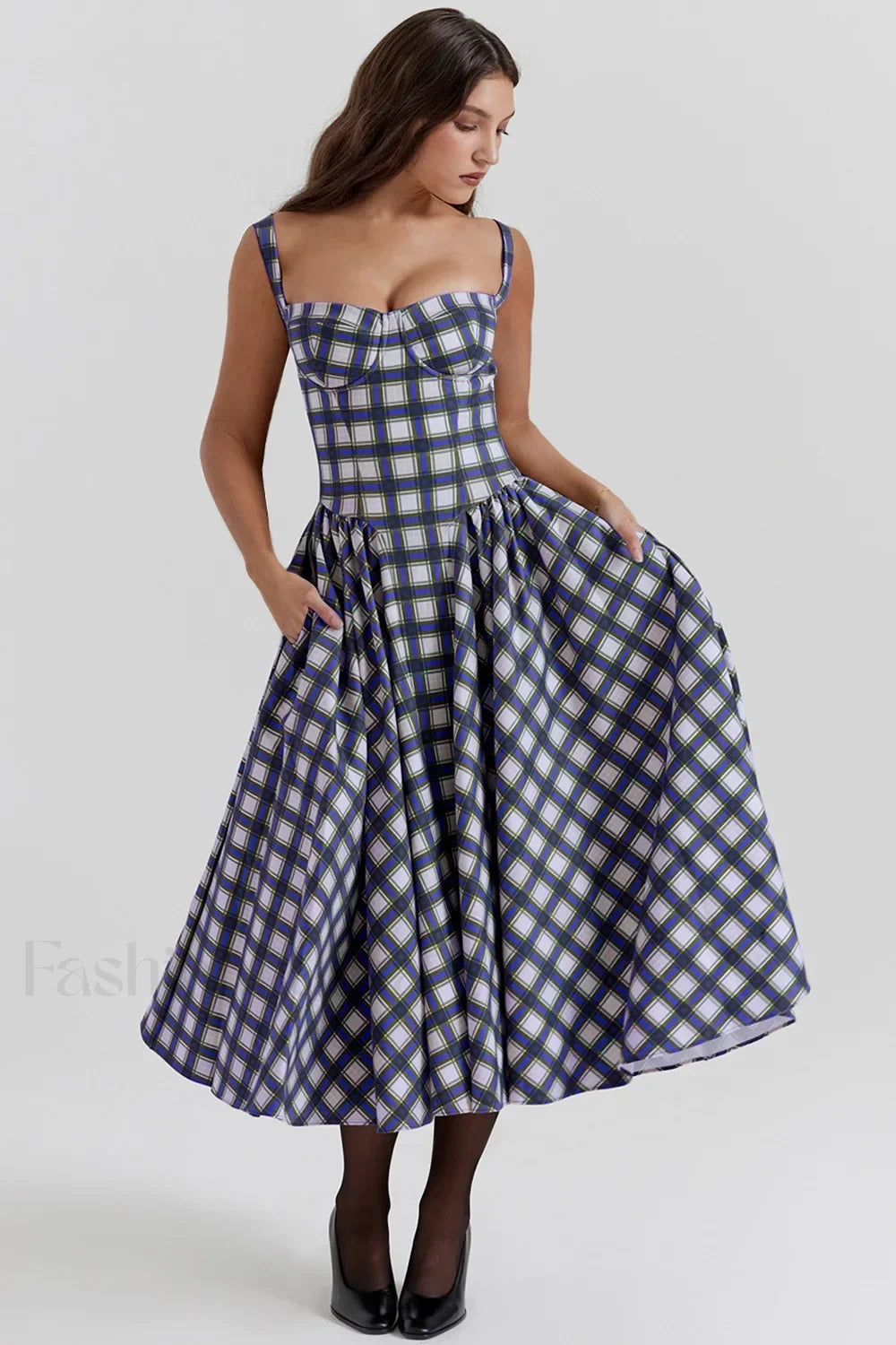 Vestido Midi de Tirantes, Estilo Vintage Francés
