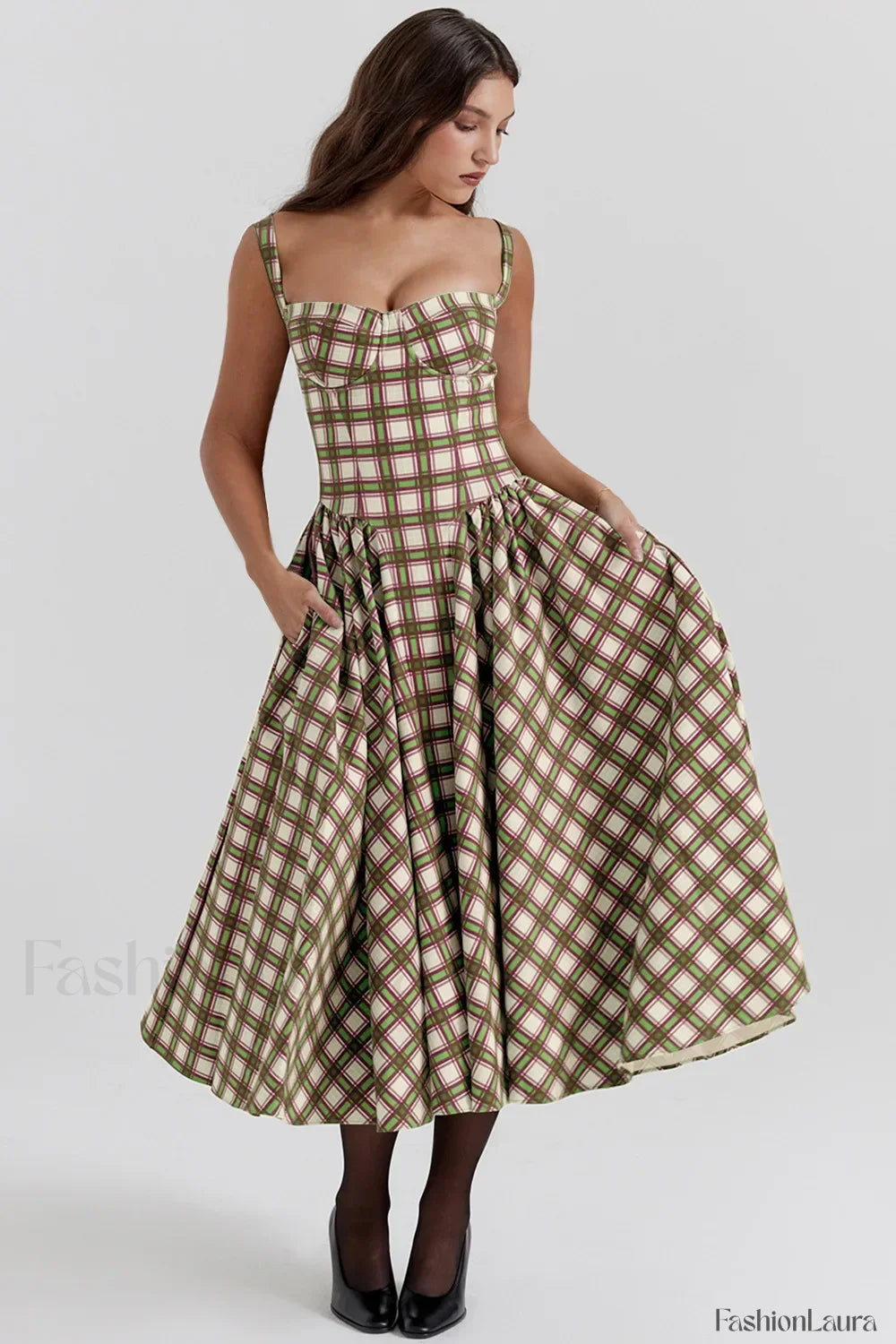 Vestido Midi de Tirantes, Estilo Vintage Francés
