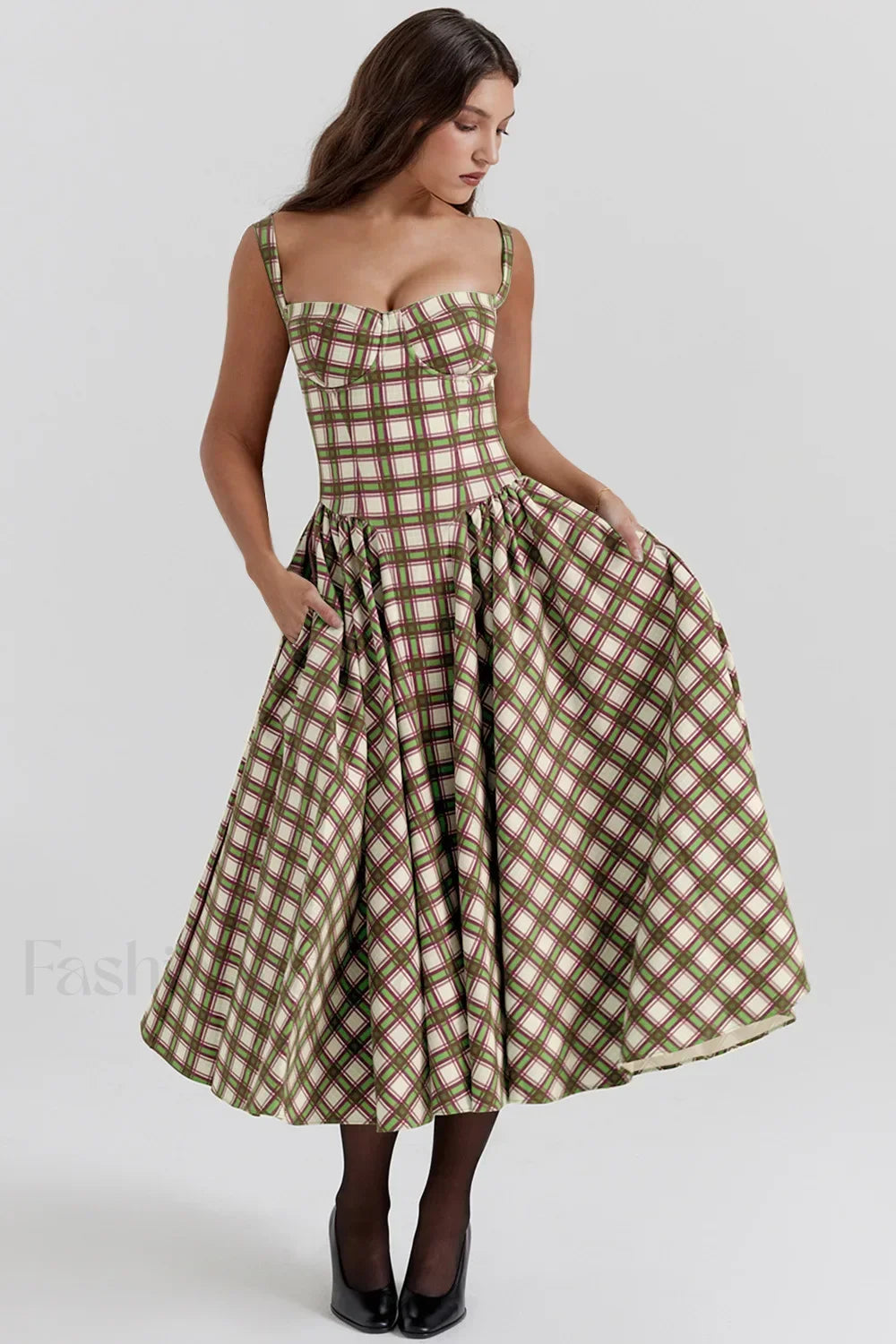 Vestido Midi de Tirantes, Estilo Vintage Francés