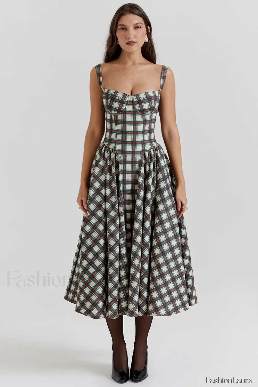 Vestido Midi de Tirantes, Estilo Vintage Francés