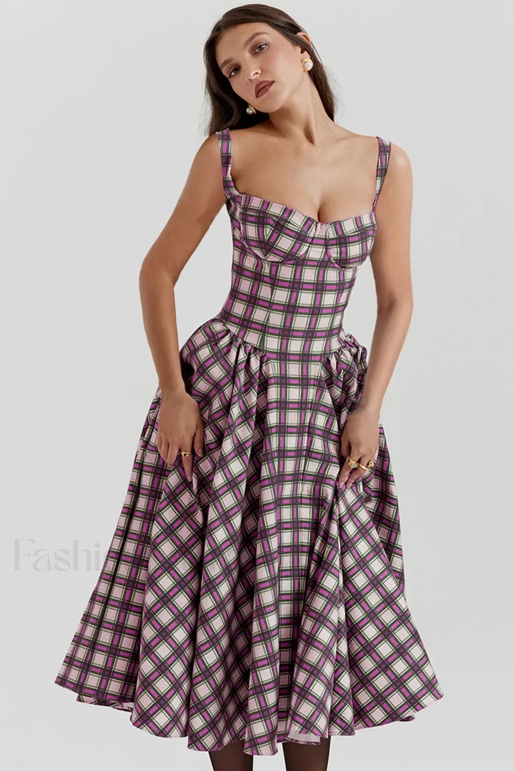Vestido Midi de Tirantes, Estilo Vintage Francés