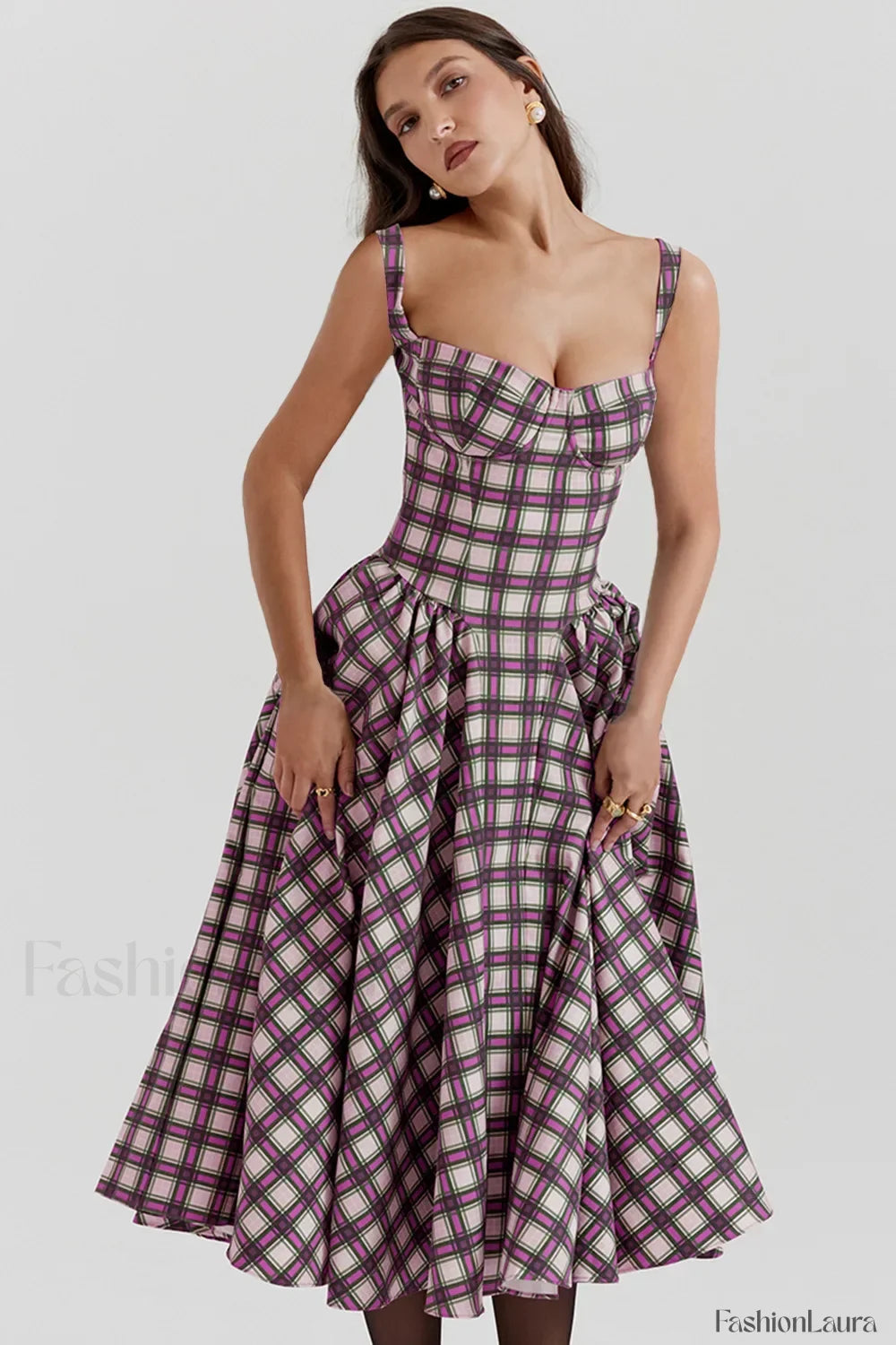 Vestido Midi de Tirantes, Estilo Vintage Francés