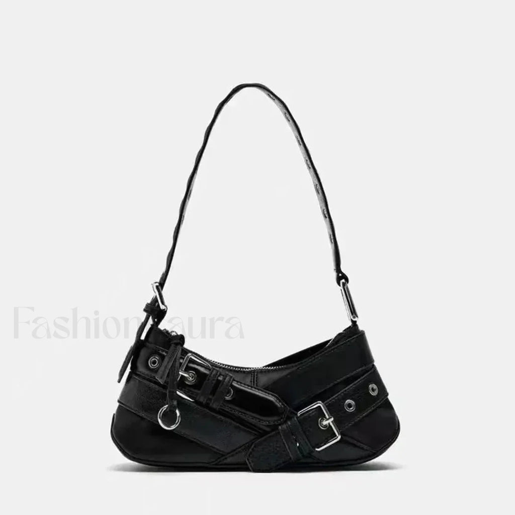 Goth Y2K Punk Rivet Chain School PU Leather Skeleton Fashion Women Backpack Bag
