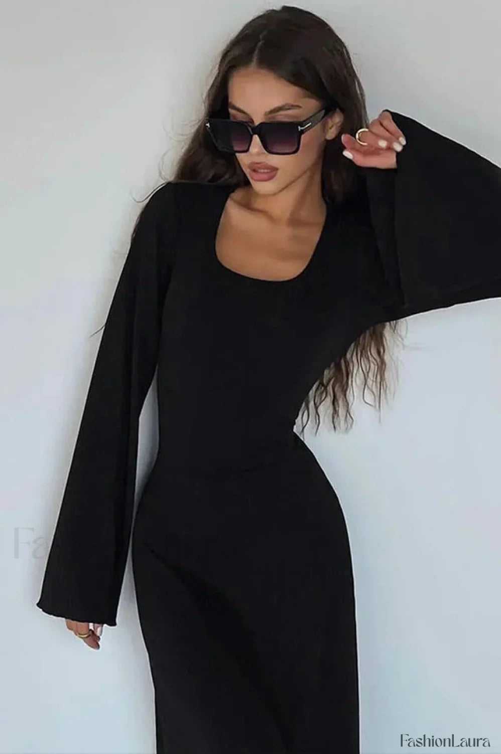 Jaye Largo Con Estilo Manga Vestido Maxi