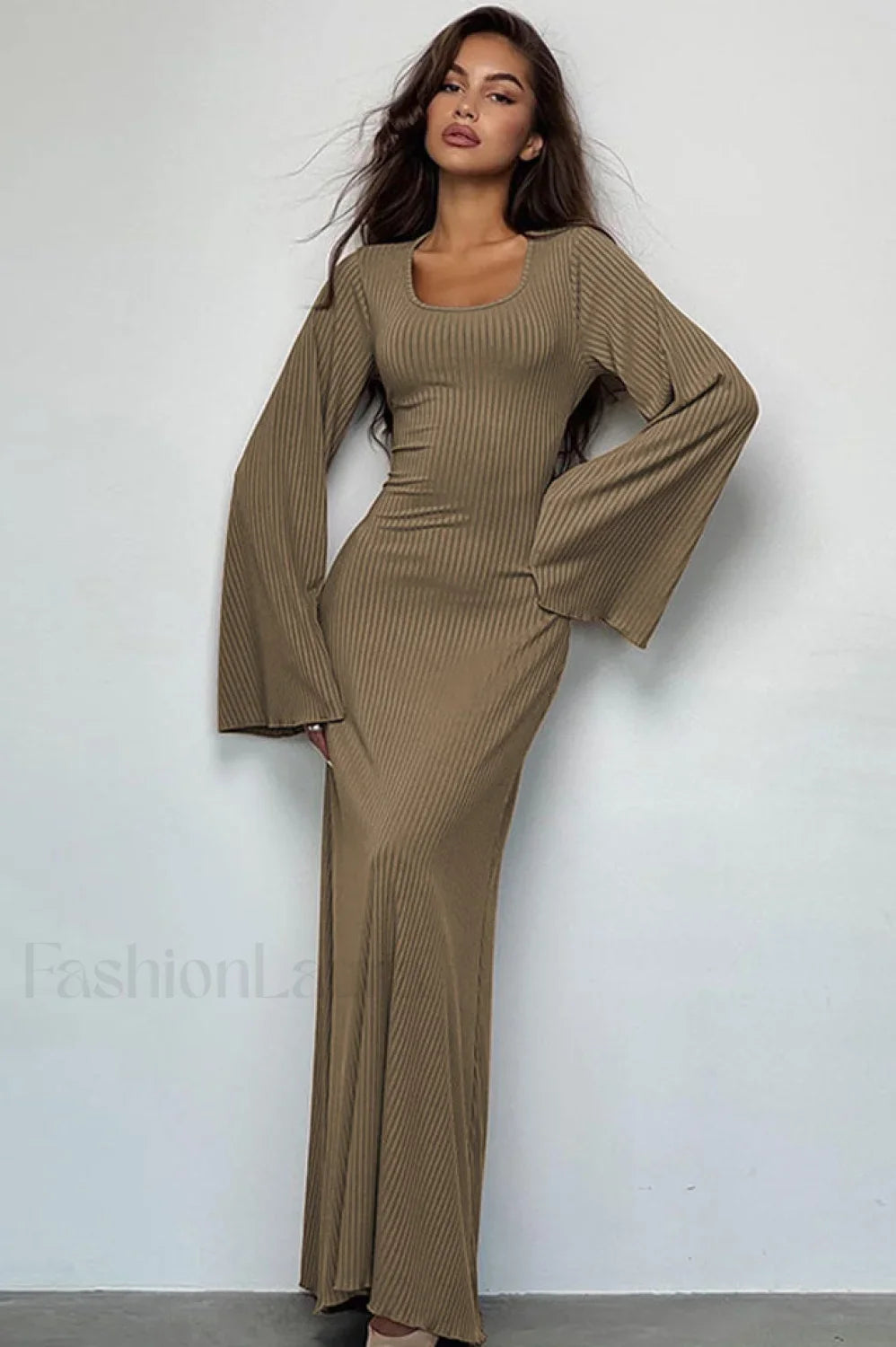 Jaye Largo Con Estilo Manga Vestido Maxi