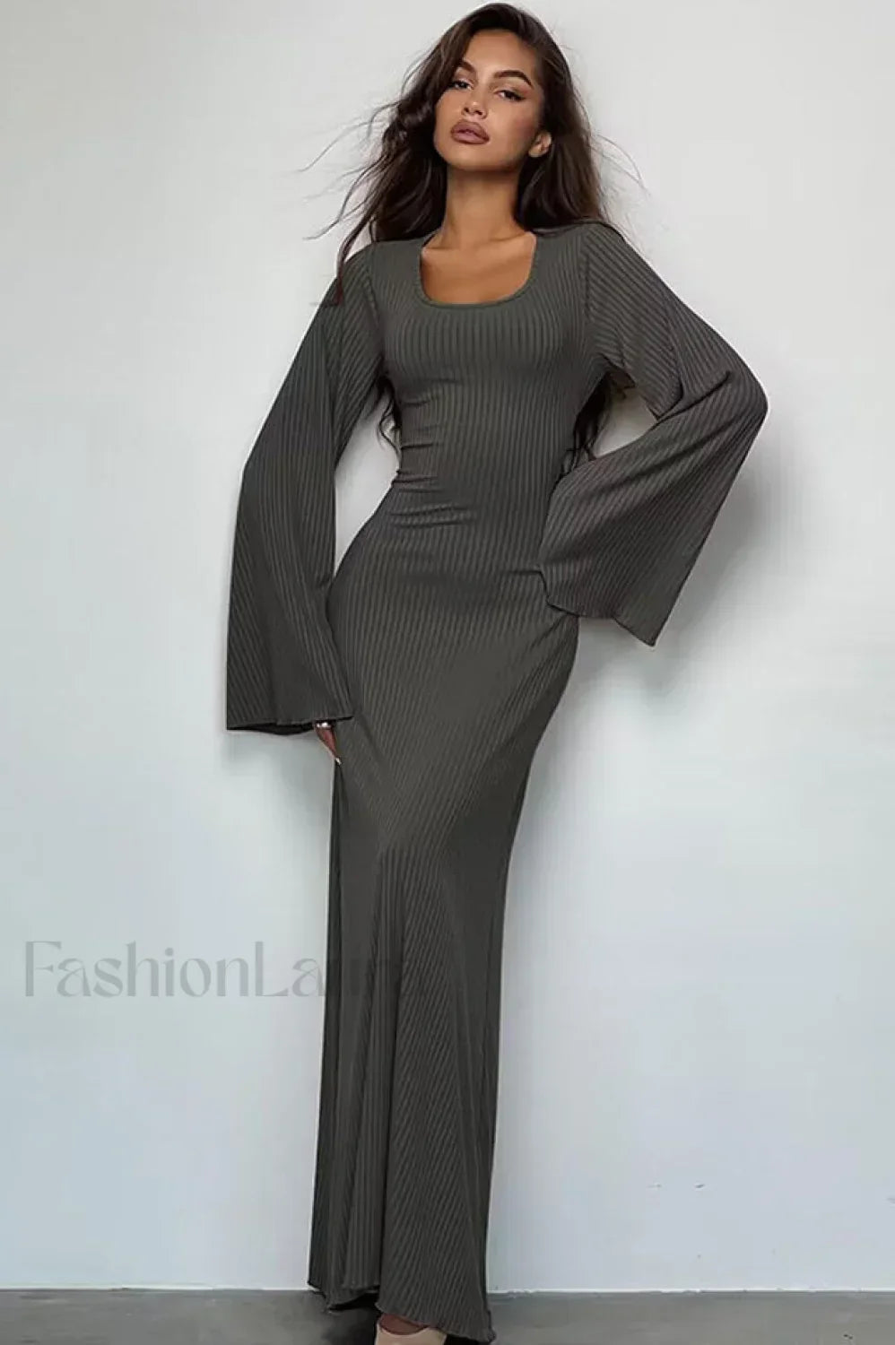 Jaye Largo Con Estilo Manga Vestido Maxi