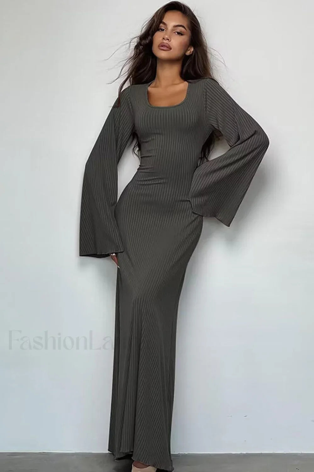 Jaye Largo Con Estilo Manga Vestido Maxi