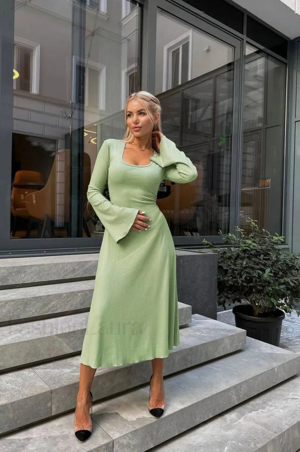 Jaye Largo Con Estilo Manga Vestido Maxi