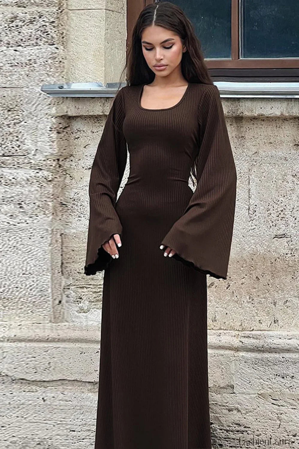 Jaye Largo Con Estilo Manga Vestido Maxi
