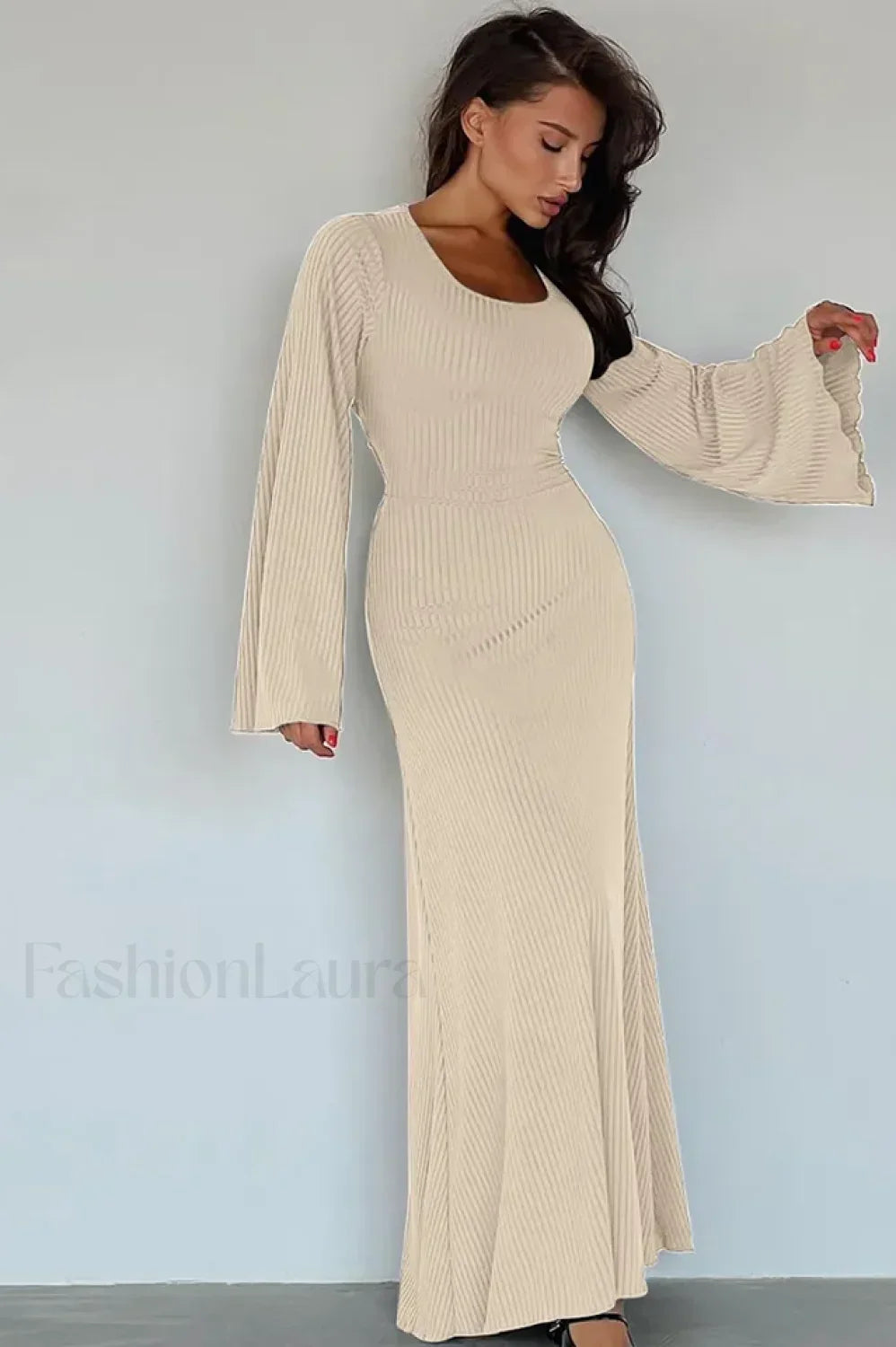 Jaye Largo Con Estilo Manga Vestido Maxi