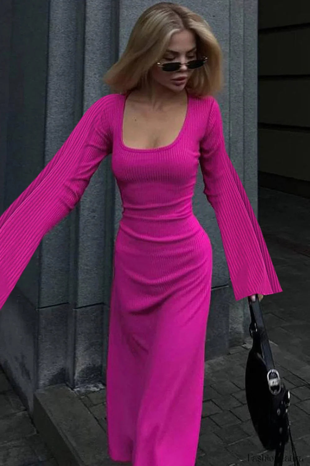 Jaye Largo Con Estilo Manga Vestido Maxi