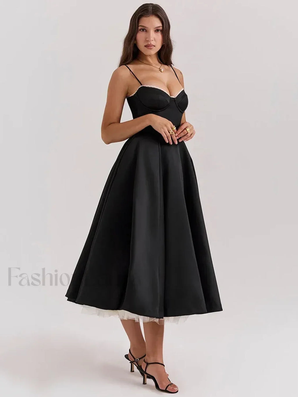 Vestido Midi Drapeado de Encaje, Hombros Descubiertos
