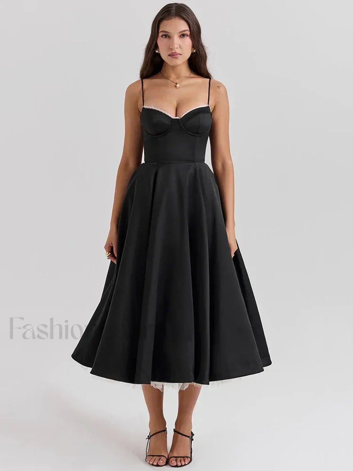 Vestido Midi Drapeado de Encaje, Hombros Descubiertos